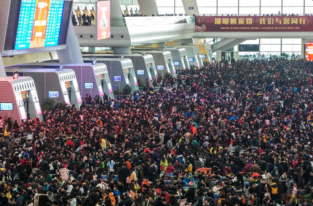 Train station in Guangzhou, China during the Chinese new year