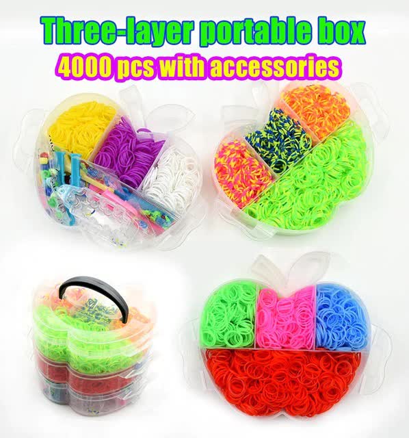 600/1200pcs Rubber Bands Refill Toys Assorted Colors Loom Bands Bracelet  DIY Weaving Art Craft Kits