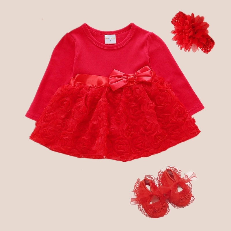 红色玫瑰裙长袖-3