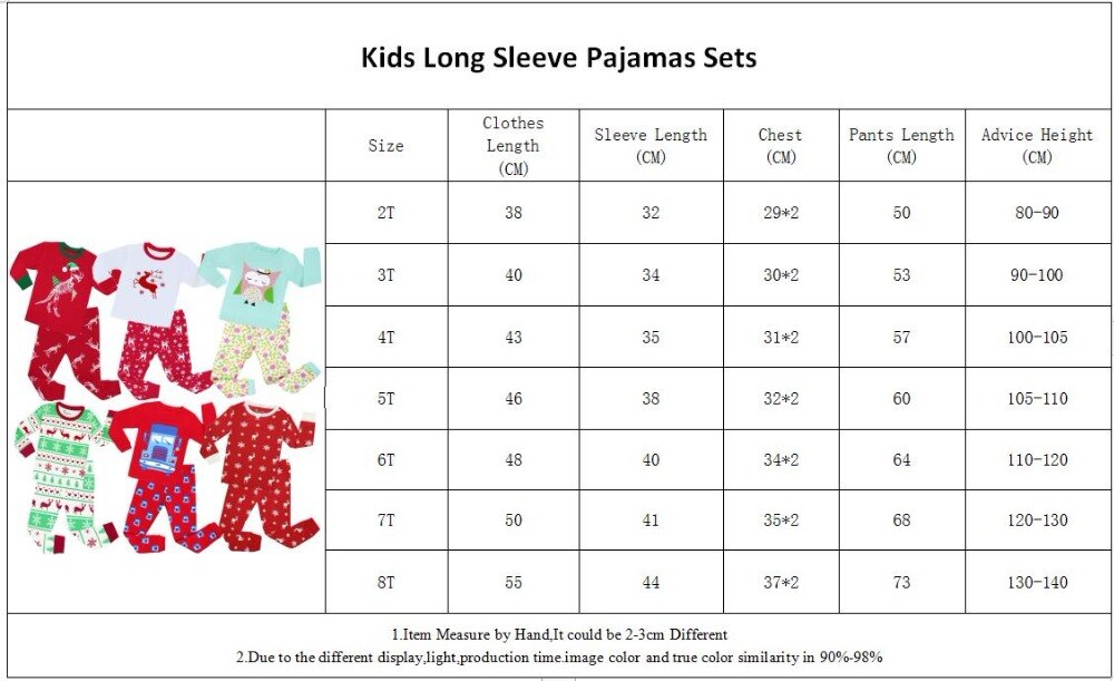 PA-Long Sleeve Pajamas Size 2-8Years