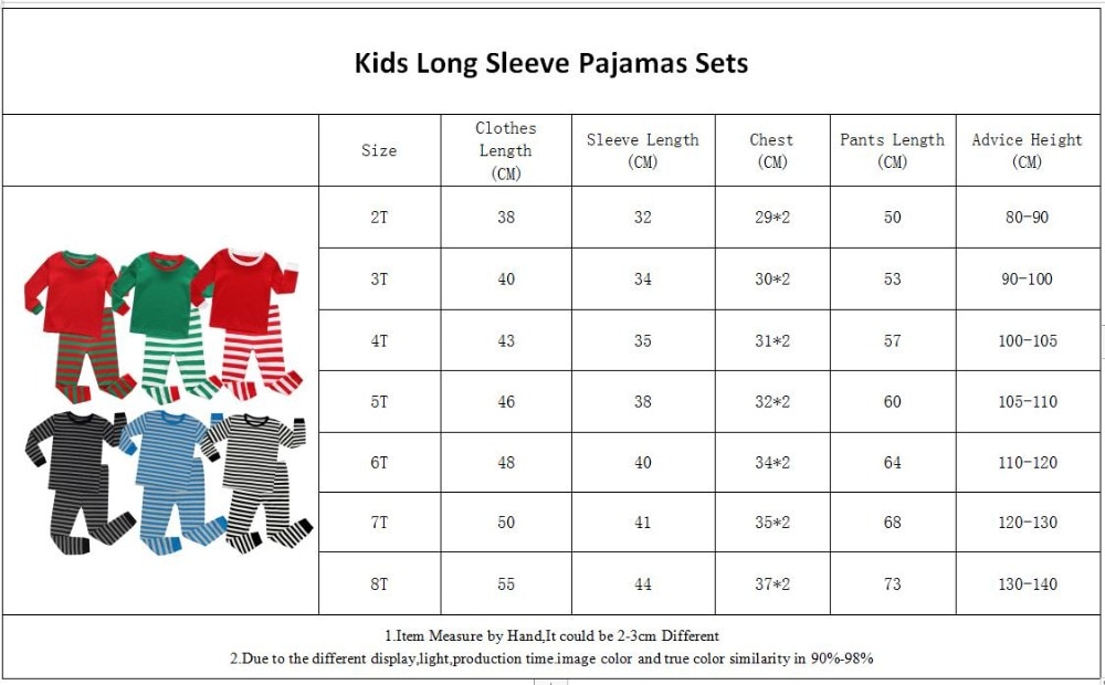 PB-Long Sleeve Pajamas Size 2-8Years