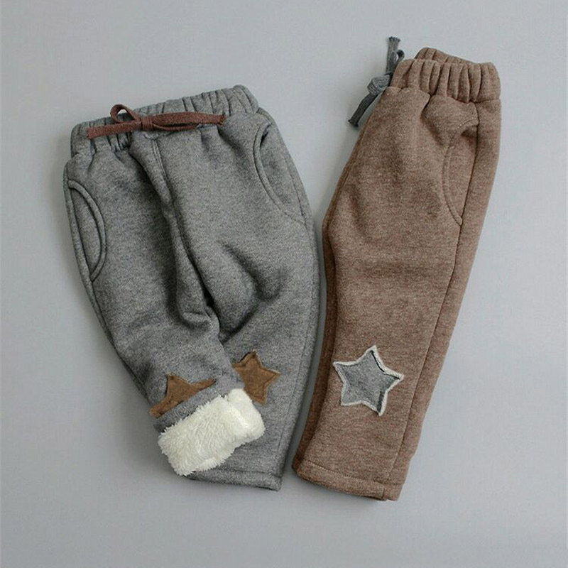 Warm Winter Baby Pants with Velvet Lining & Star Design