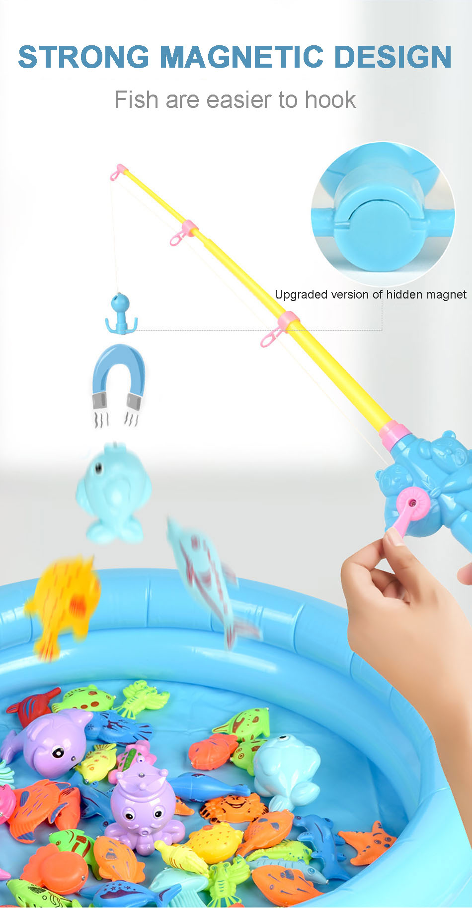 Children Magnetic Fishing Toy Rod Net Play Fish Pool Goods Games Bath  Outdoor Toy for Kids Girls Bathing Game Christmas Gift