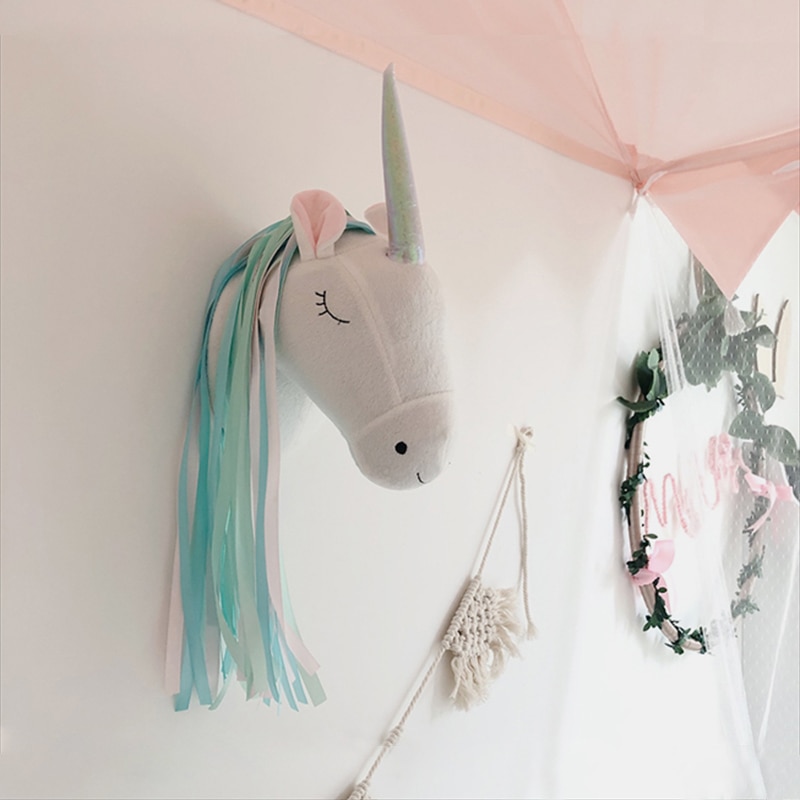 Soft-Toys-Unicorn-Stuffed-Animal-Head-Wall-Decoration-Baby-Room-Nursery-Decor-Wall-Hanging-Mount-Girl (2)