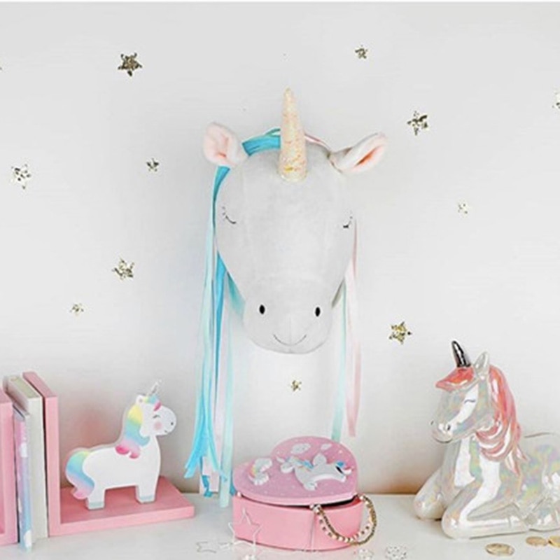 Soft-Toys-Unicorn-Stuffed-Animal-Head-Wall-Decoration-Baby-Room-Nursery-Decor-Wall-Hanging-Mount-Girl
