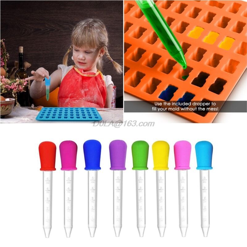10 Pieces Pipettes Silicone and Plastic Dropper Pipettes Liquid Droppers  for Candy Sweet Kids Children Kitchen Gummy Mold and 10