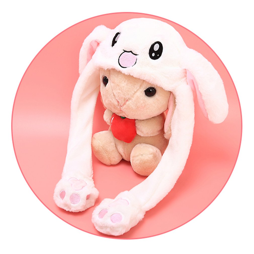 Plush Moving Rabbit Ears Hat Funny Hand Pinching Airbag Magnet Soft Hat