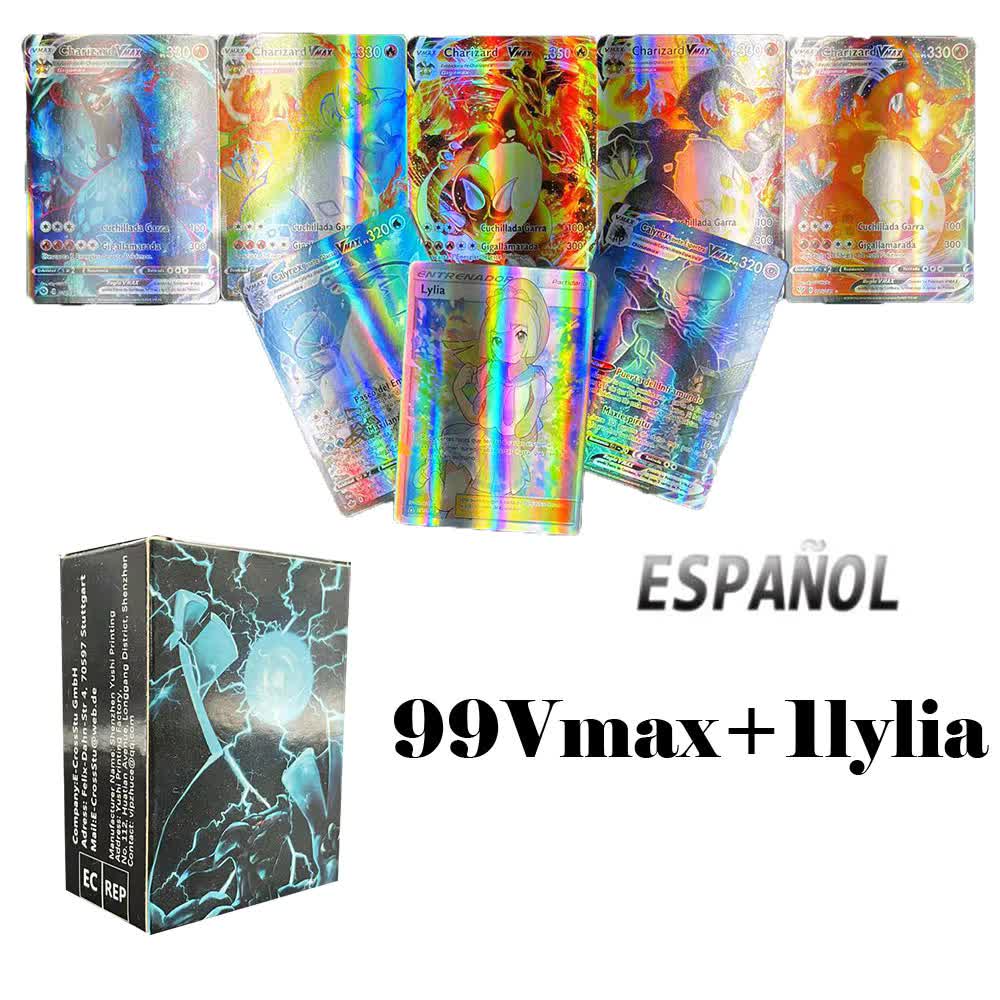 2021 New Pokemon Cards in Spanish TAG TEAM GX VMAX Trainer Energy  Holographic Playing Cards Game Castellano Español Children Toy Color:  ES200V VMAX HOT