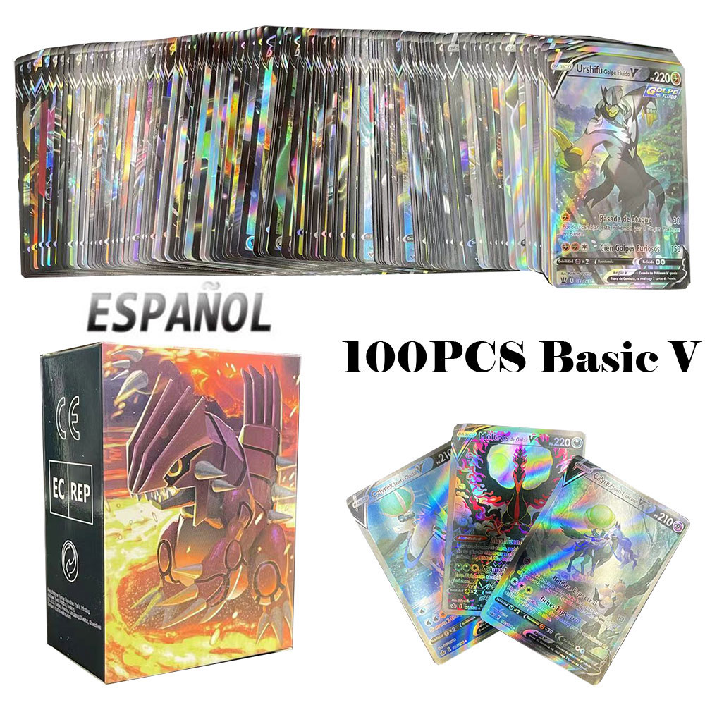 2021 New Pokemon Cards in Spanish TAG TEAM GX VMAX Trainer Energy  Holographic Playing Cards Game Castellano Español Children Toy Color:  ES200V VMAX HOT