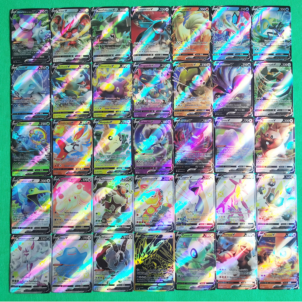 2021 New Pokemon Cards in Spanish TAG TEAM GX VMAX Trainer Energy  Holographic Playing Cards Game Castellano Español Children Toy Color:  ES200V VMAX HOT