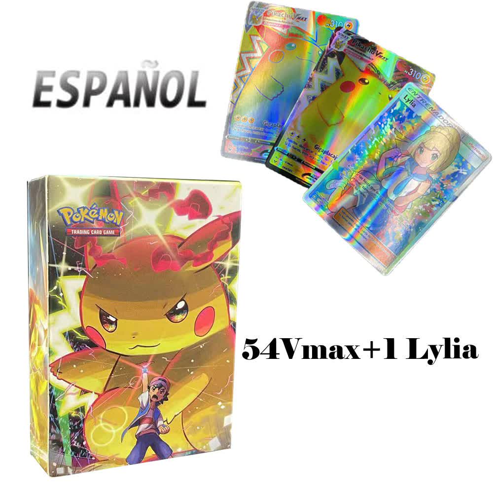 2021 New Pokemon Cards in Spanish TAG TEAM GX VMAX Trainer Energy  Holographic Playing Cards Game Castellano Español Children Toy Color:  ES200V VMAX HOT