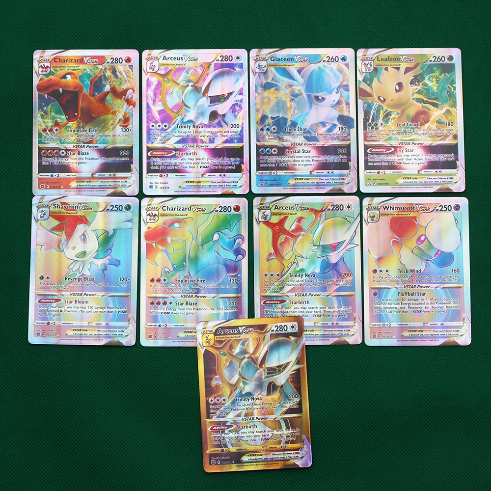 Holographic Pokemon Cards Vstar Vmax GX in English Letter with Rainbow ...