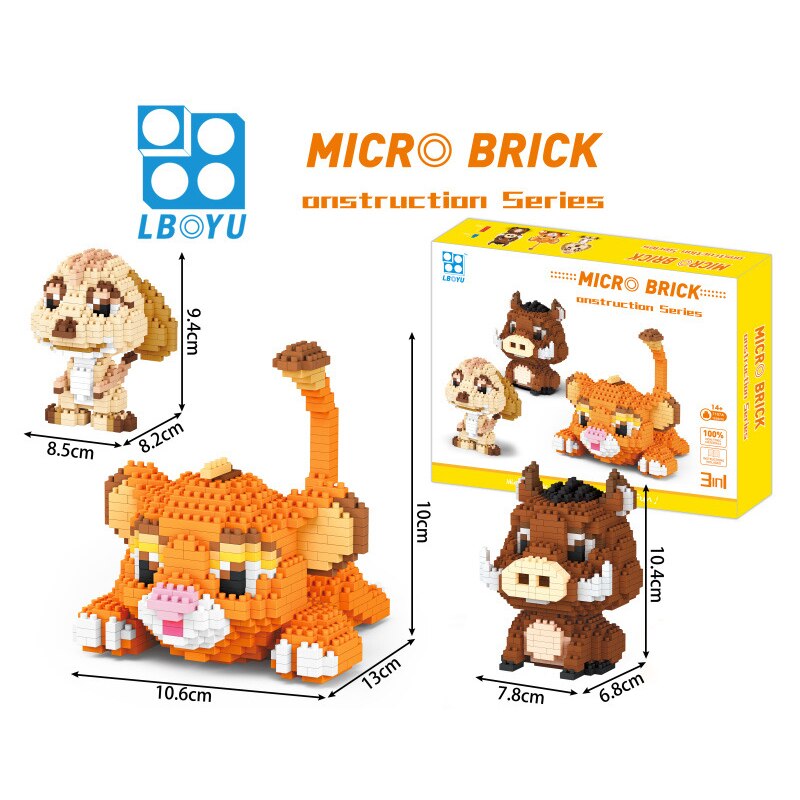 Anime Lion King Simba Building Blocks Timon Pumbaa Mini Brick Toys ...