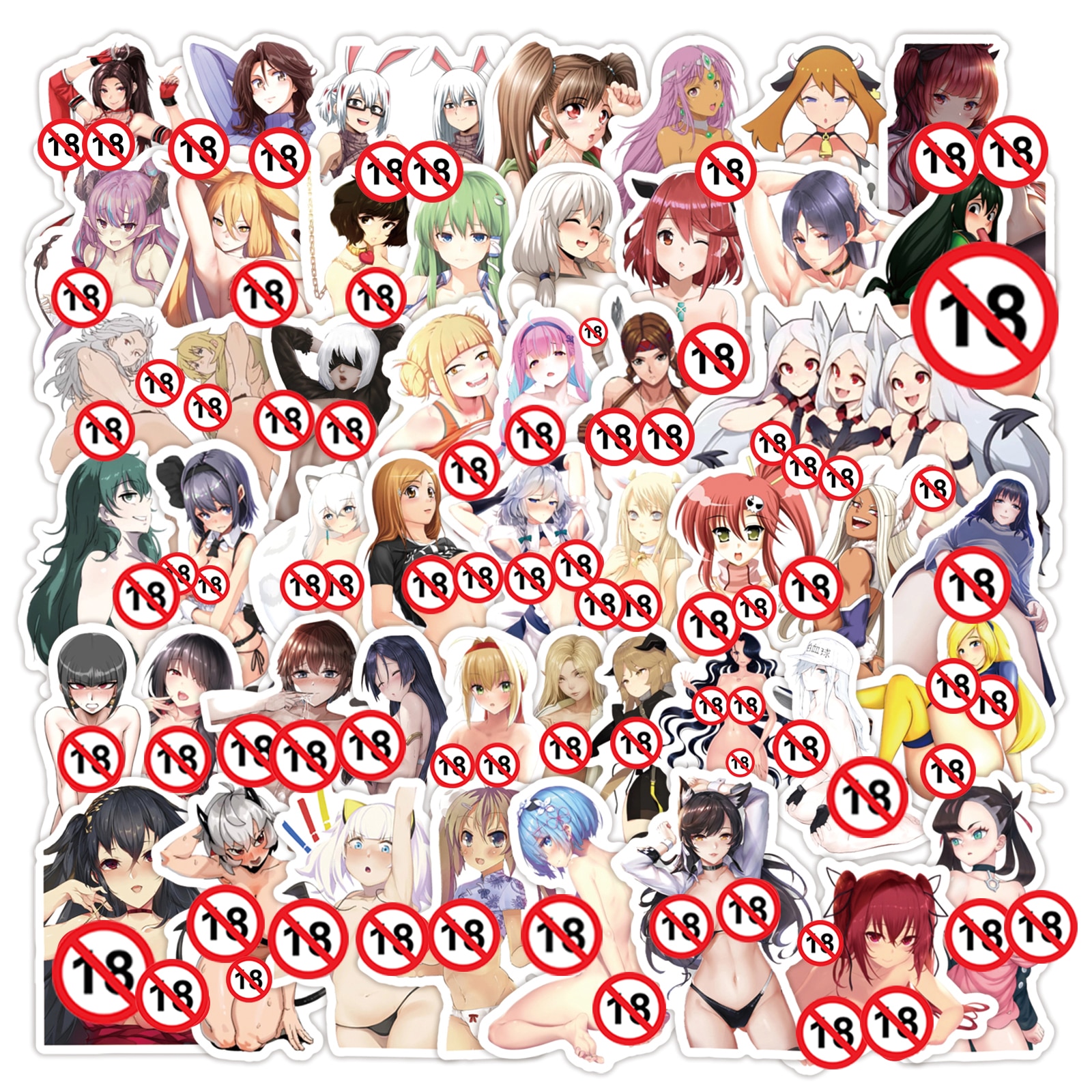 103050100pcs Adult Anime Sexy Waifu Hentai Stickers Suncensored Decals For Laptop Phone 1598