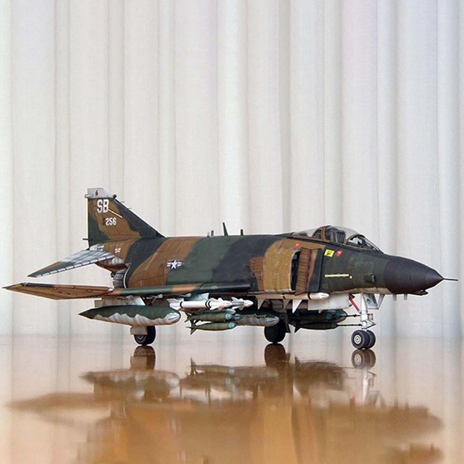 1/33 American Plane Model Puzzle Toy DIY F-4B Display Ornaments Fighter Model for Desktop Table Room Gift Collection