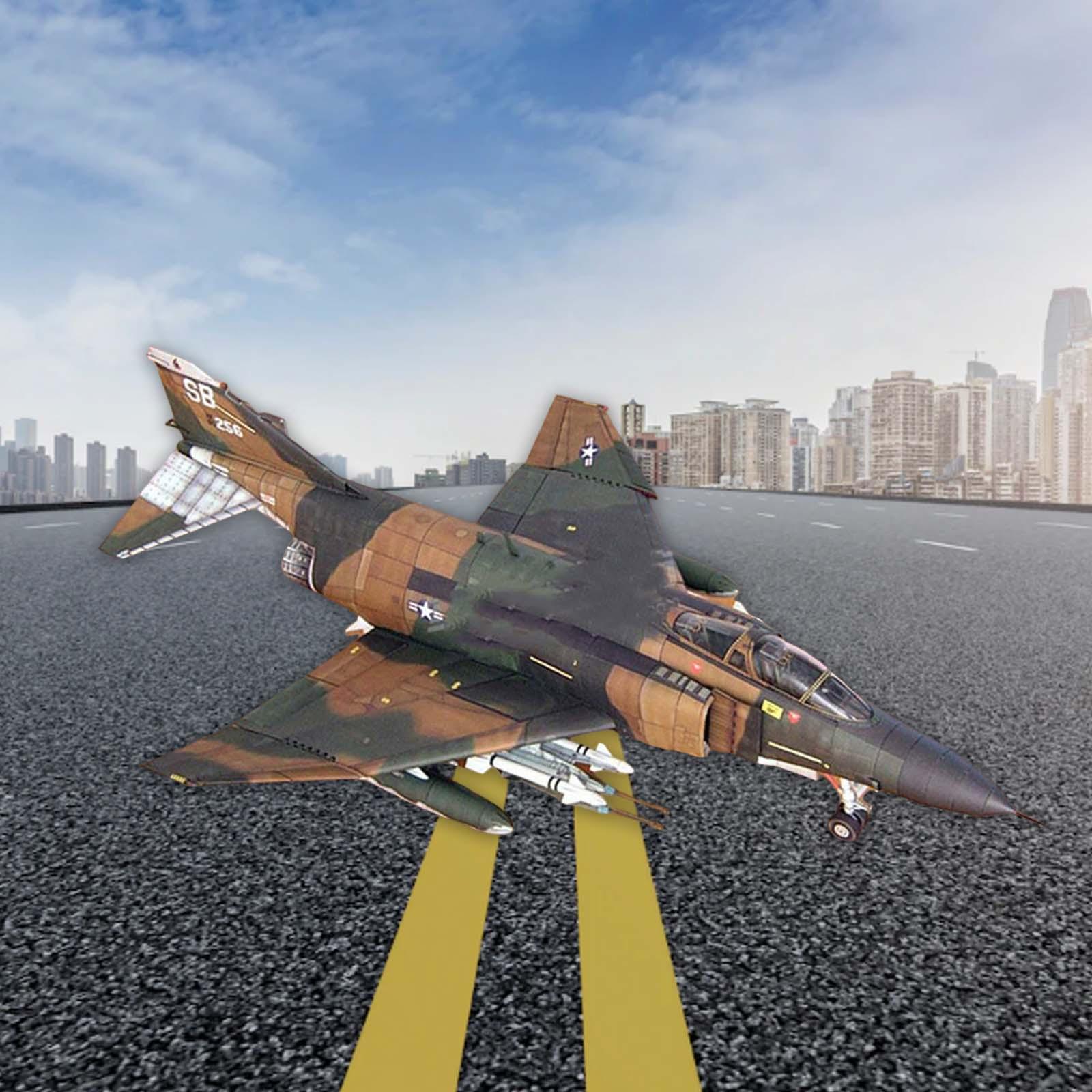 F-4B American Plane Model Puzzle Toy DIY Collectables Ornaments Paper Fighter Model Display Ornaments for Table Office Shelf