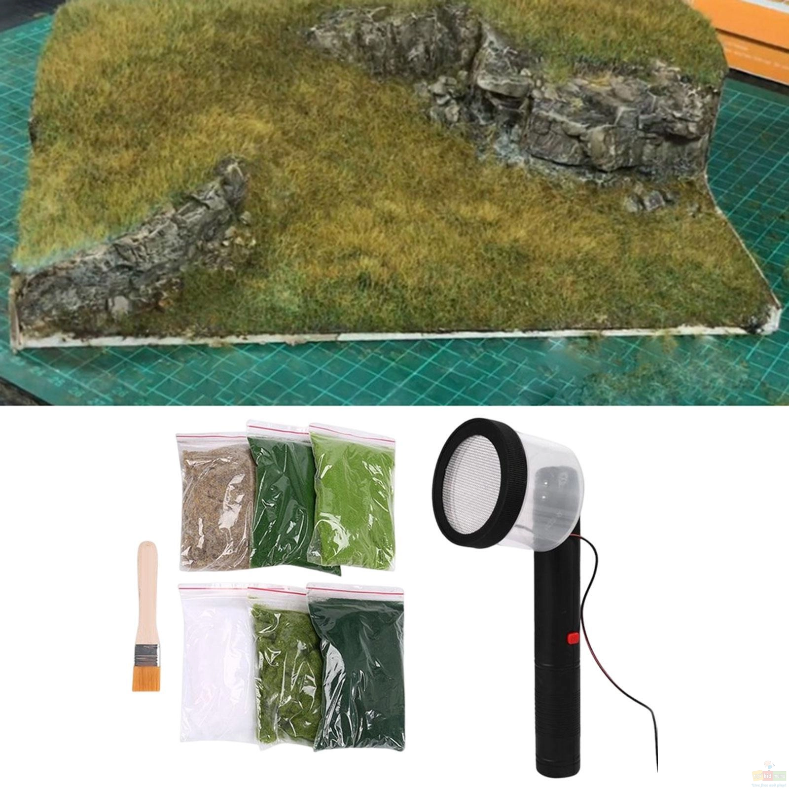 Static Grass Applicator for Landscaping with 6 Bags Static Grass Planting Grass Machine Flocking DIY Railway Static Flocking