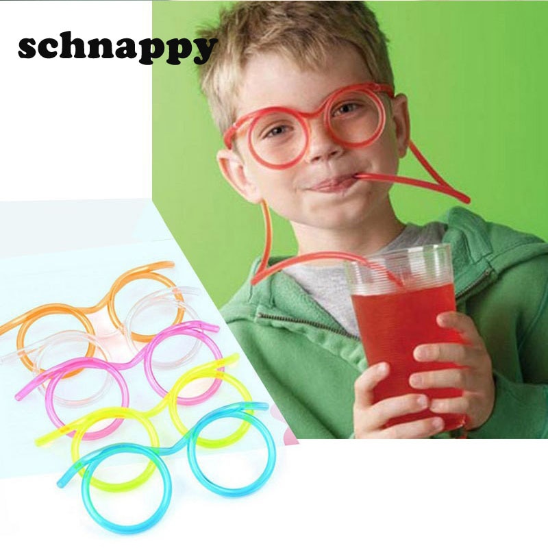 Fun Soft Plastic Straw Toys for Children Funny Glasses Flexible Drinking Toys Party Joke Tube Tools Kids Baby Birthday Party Toy