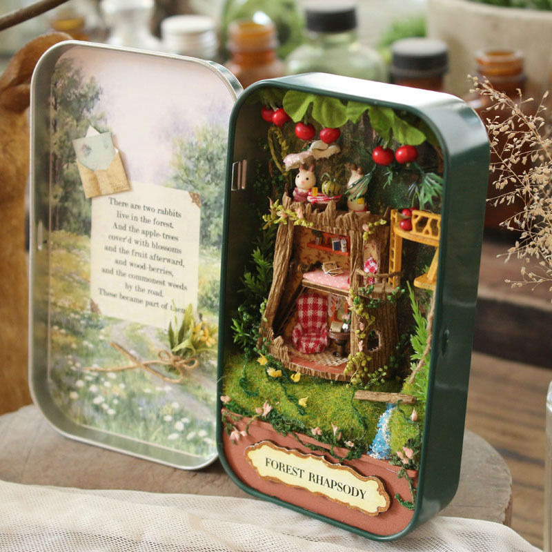 Doll House Diy miniature Wooden Puzzle Dollhouse miniaturas Furniture Toy  House Doll Birthday Gift  Box Theatre Trilogy Q001