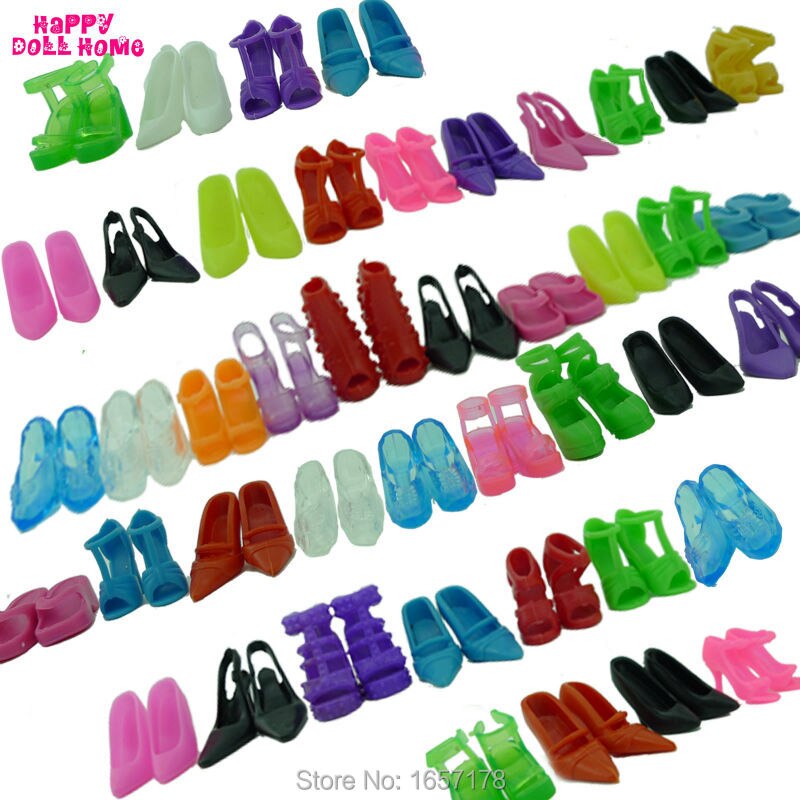 12 Pairs Mixed Doll Shoes Fashion Colorful Cute High Heels Sandals Clothes Accessories for Barbie Doll Dress Prop Girl Baby Toys