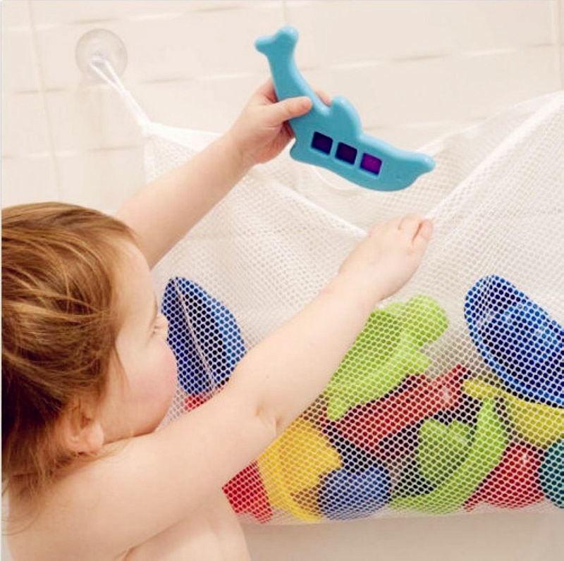Kids Baby Bath Toys Tidy Storage Suction Cup Bag Baby Bathroom Toys Mesh Bag Organiser Net