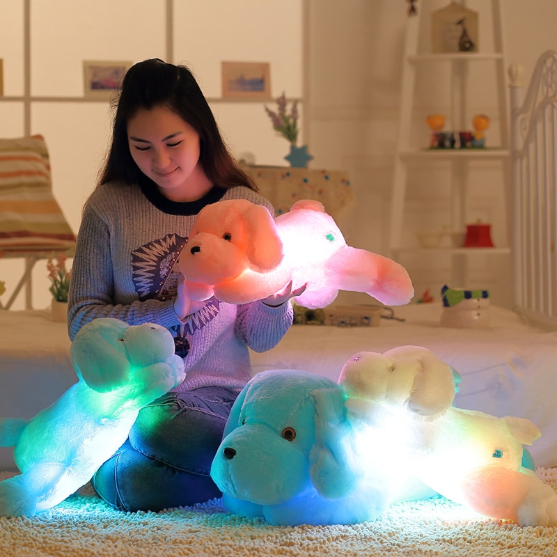 Glowing LED Dog Plush Toy - 50cm Length, Perfect Birthday Gift for Girls and Kids (Model: WJ445)
