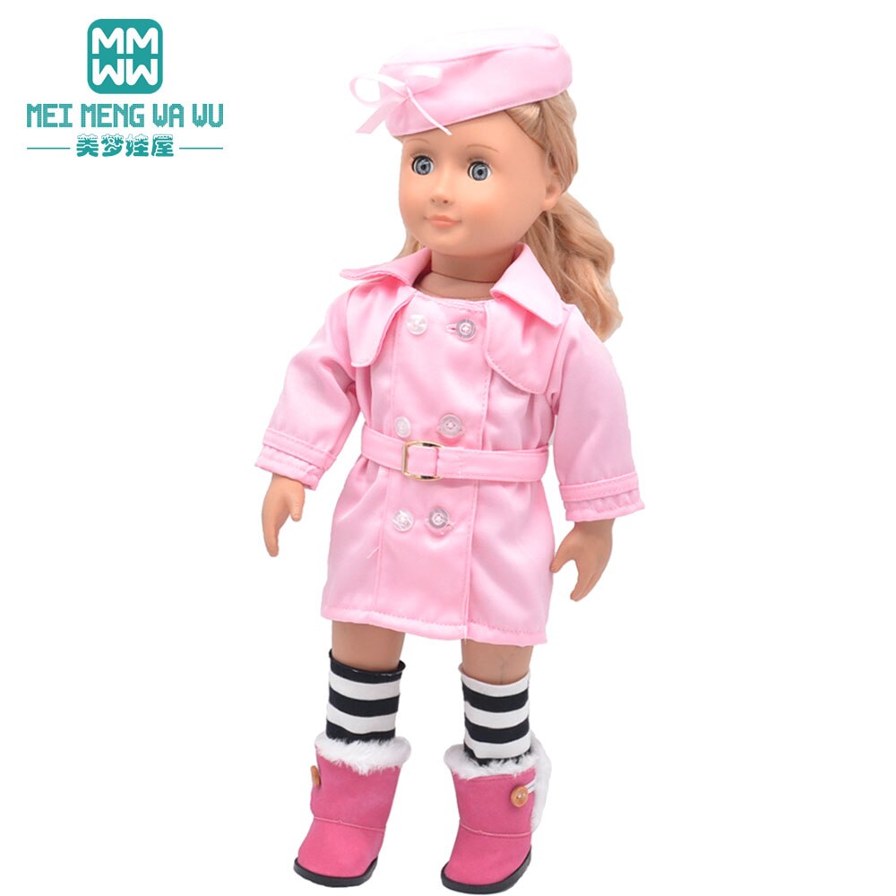 Flight Attendant Doll Clothes for 45cm American Dolls - Fashionable Coat and Suit Accessories for Girls' Gifts.