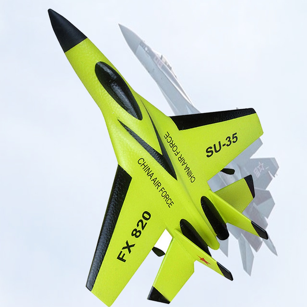 Electric RC Plane Toy - SU-35 Tail Pusher Quadcopter Glider Airplane Model for Boys - RTF and Outdoor Remote Control