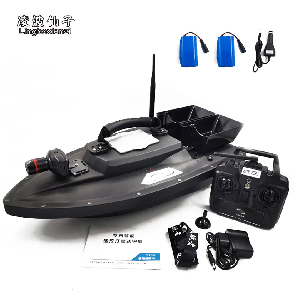 Wireless RC Fishing Bait Boat with Double Hopper and Remote Control - 1.5kg Load Capacity and 500m Range.