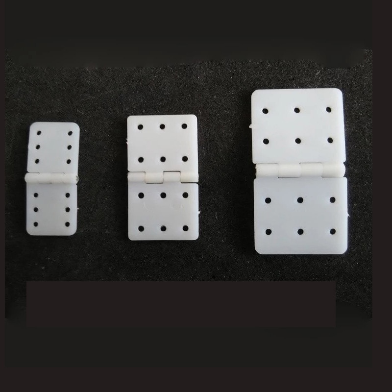 20pcs RC Airplane Model Replacement Hinges (Nylon & Pinned), 3 Sizes Available: 20x36mm, 16x29mm, 12x24mm.