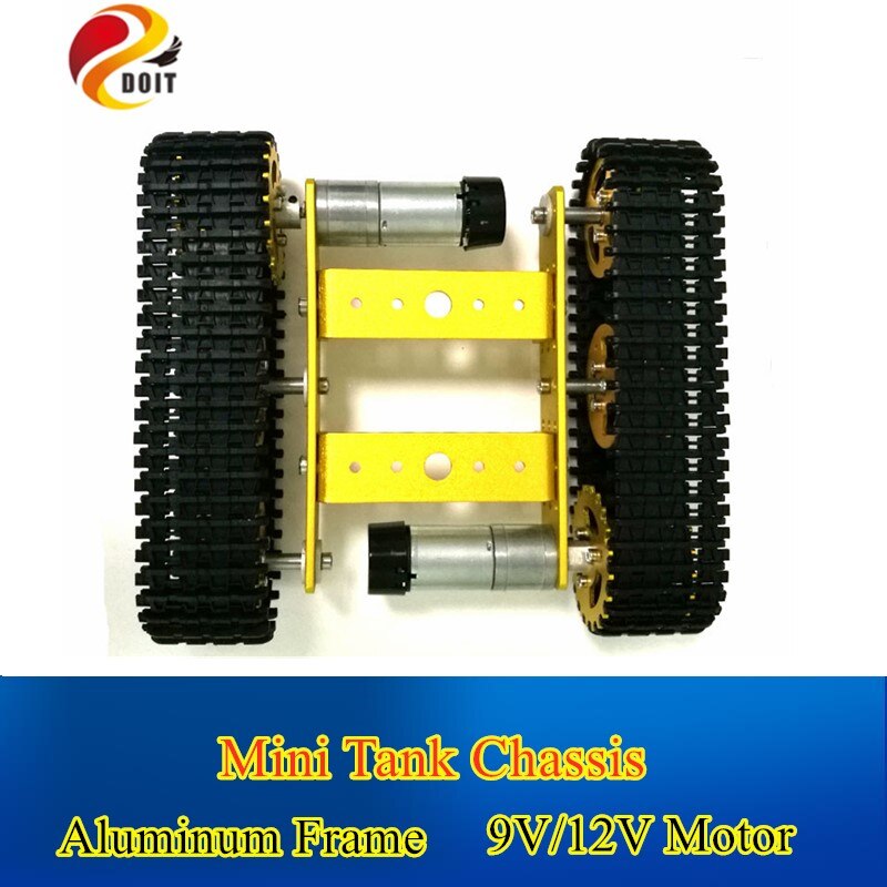 Mini T100 RC Metal Robot Tank Chassis with Plastic Track and 2 Motors for Robot Platform