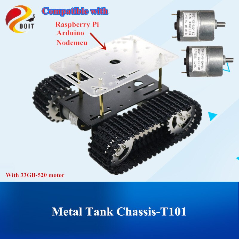 Smart Robot Tank Chassis Tracked Car Platform with 33GB-520 Motor for Arduino DIY Robot Toy Part mini T101 New Arrival 2018