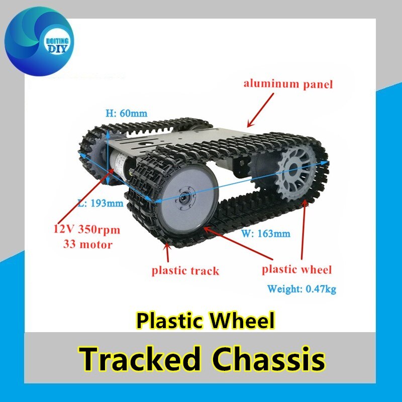 Dual DC 12V motor Smart Tank Car Chassis with Tracked Caterpillar Crawler for Arduino T101 - Plastic Wheel