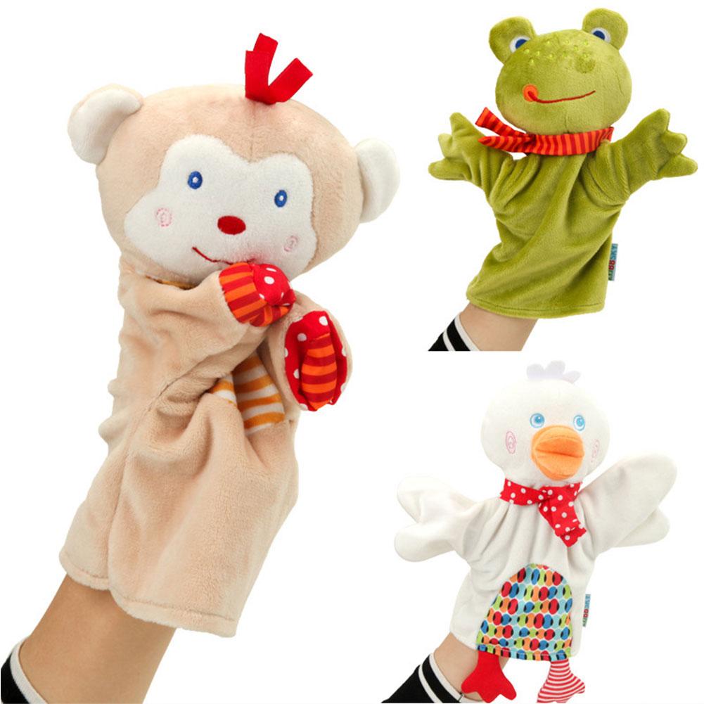 Cute cartoon animal puppet Monkey frog duck Plush hand puppet toy doll baby Comforting towel  puppets titeres