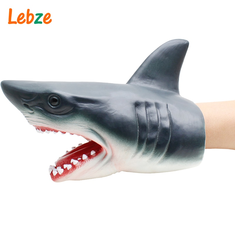 Shark Hand Puppet For Stories Non-toxic Soft Rubber Animal Head Hand Puppet Realistic Shark Model Figure Toy For Children Gift