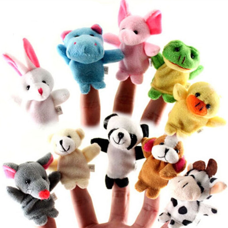 10pcs Cartoon Animal Finger Puppets Plush Toys for Kids' Education and Entertainment