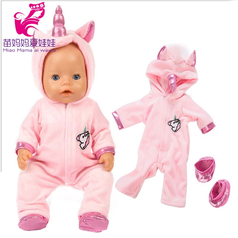 Unicorn Hoodie Set for 43cm Baby Doll with Christmas Clothes