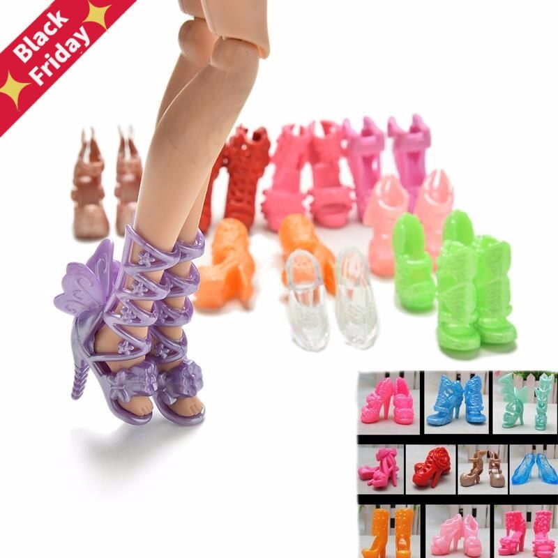 20pcs Fashion Heel Sandals with Bandage Bow for Dolls (Color Random)