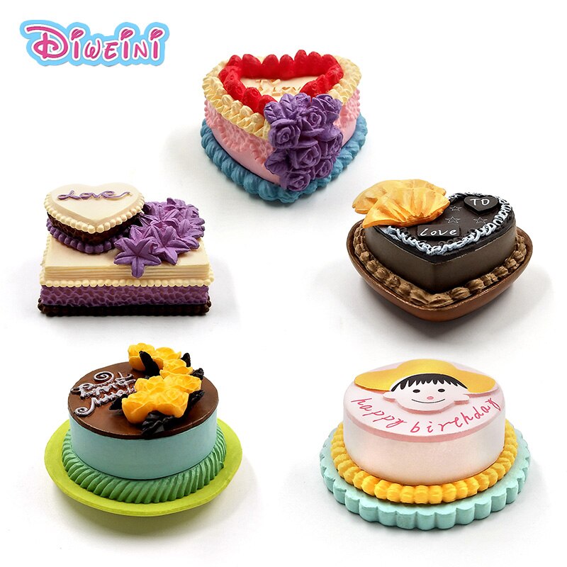 Lover Birthday Cake Model Simulation Food Miniature Figurine Pretend play Kitchen Toy Dinner Doll House Accessories Kids gift