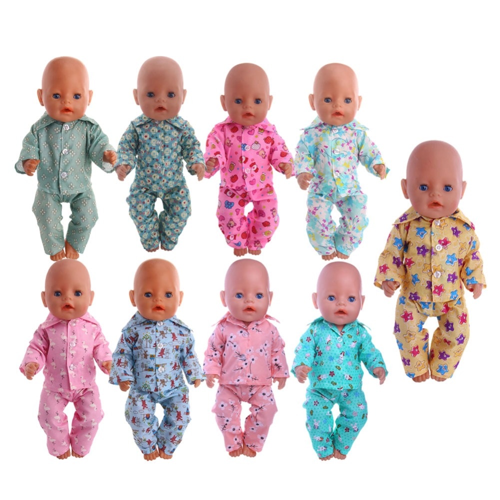 Doll Clothes Cute Pajamas Nightgowns Fit 18 Inch American Doll & 43 Cm Baby Doll For Our Generation Girl`s Toy Doll Accessories
