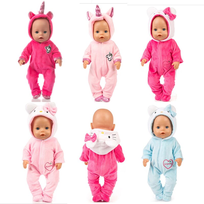 Doll Clothes for 43cm Baby New Born Doll Coat Unicorn Hoodie 17 Inch 18 Inch Baby Bona Doll Dress Christmas Toys Clothes
