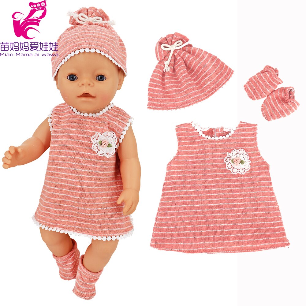 Doll Clothes for 17 Inch 43cm Baby New Born Doll Pink Dress Clothes for 18 Inch Girl Doll Dress Dropshipping