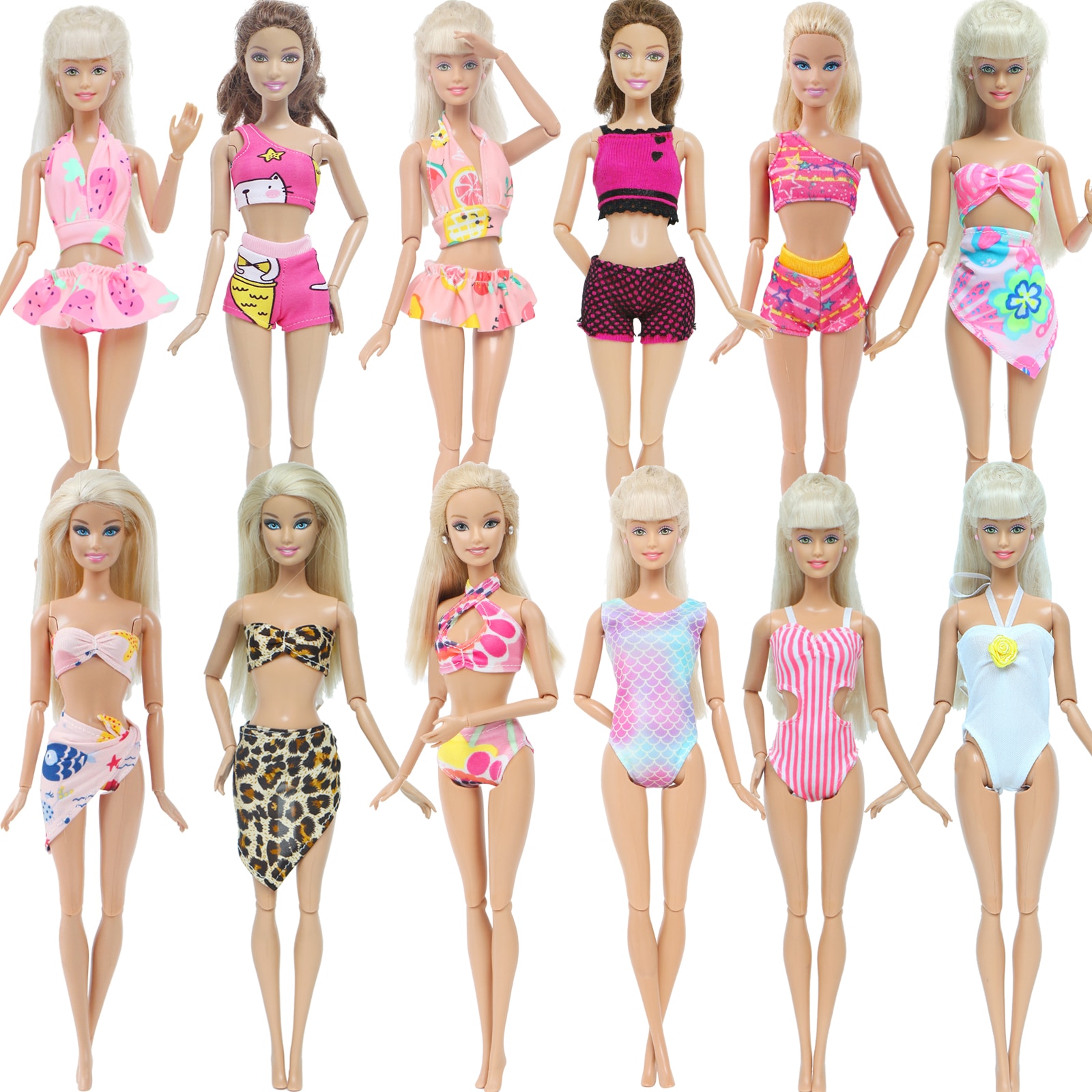 Barbie Doll Accessories - Chair, Lifebuoy, Swimsuits and Bikinis for Beach and Pool Play in Barbie Dollhouse.