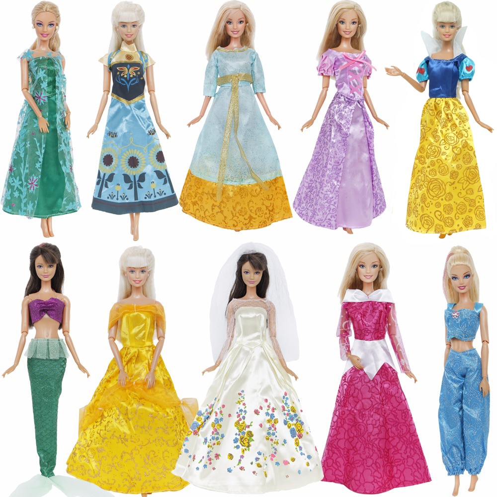 1 Pcs Fairy Tale Princess Dress Mix Style Colourful Wedding Party Gown Skirt Clothes for Barbie Doll Accessories DIY Toys