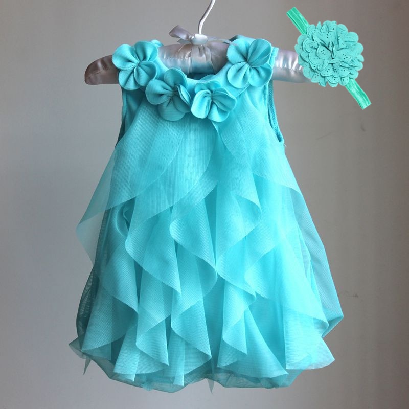 Baby Girls Dress 2022 Summer Chiffon Party Dress Infant 1 Year Birthday Dresses Girl Clothes & Headband Vestidos