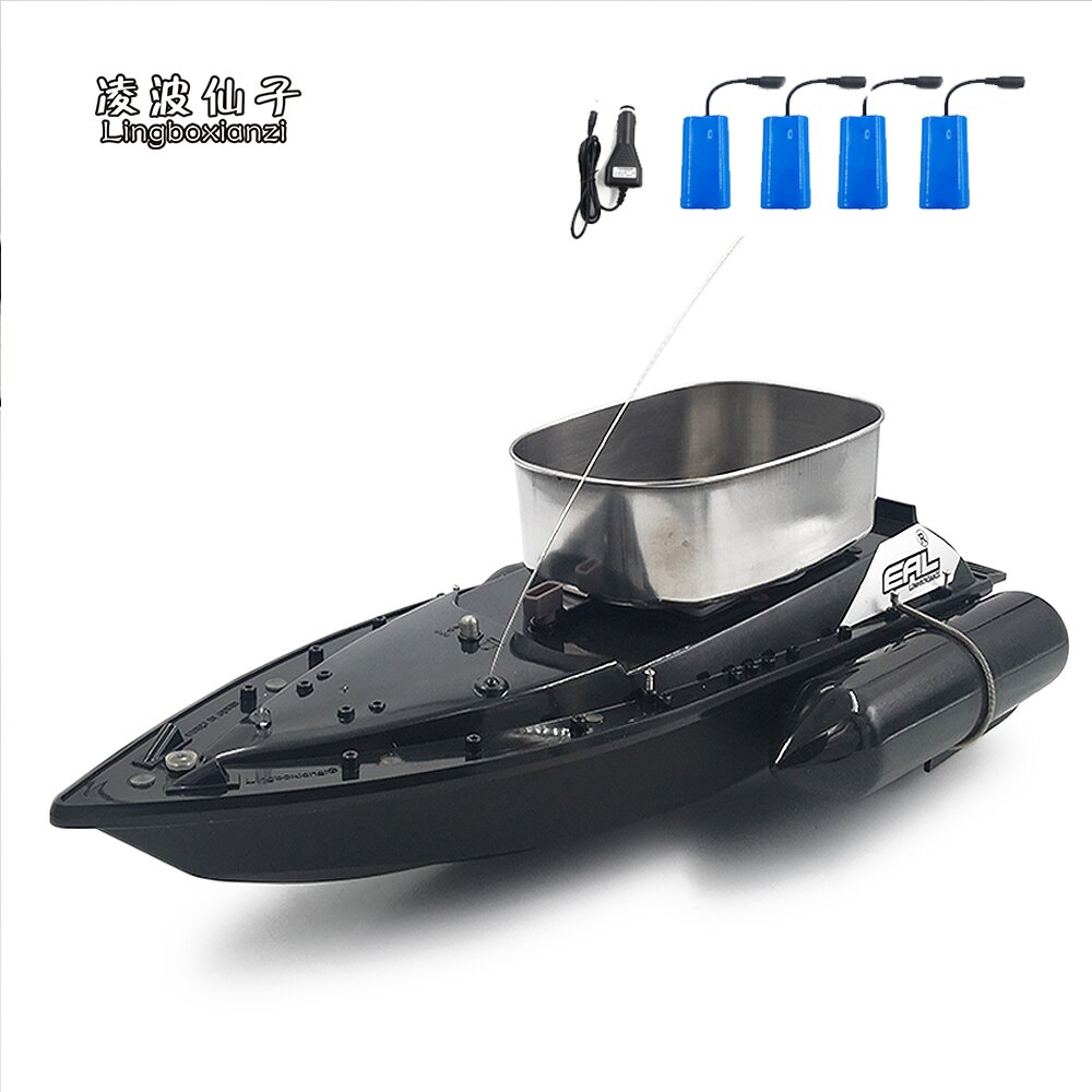 Compact electric RC fishing boat with fish finder and lure