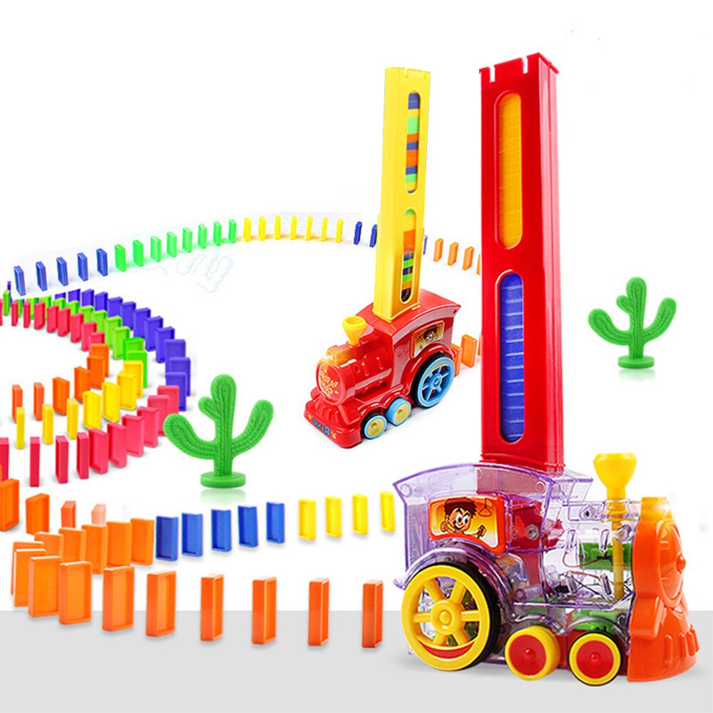 DIY Automatic Domino Train Toy Set with 60 Colorful Blocks - Perfect Gift for Kids and Christmas