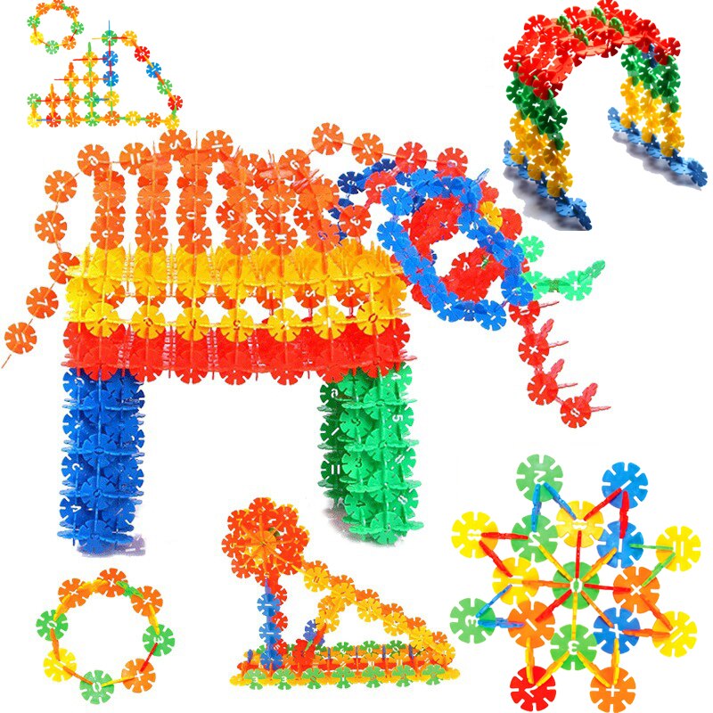 500Pcs/Pack Building Blocks Children's Plastic ABS Snowflake Shape Kids Educational Toy Assemblage Colorful Model Building Kit