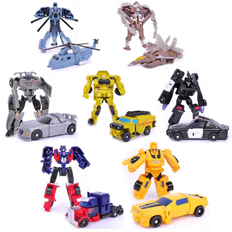Transforming Mini Robot Car Building Blocks Toy - Manual Assembly Aircraft Robot for Boys, Small Size, Pocket-friendly Design
