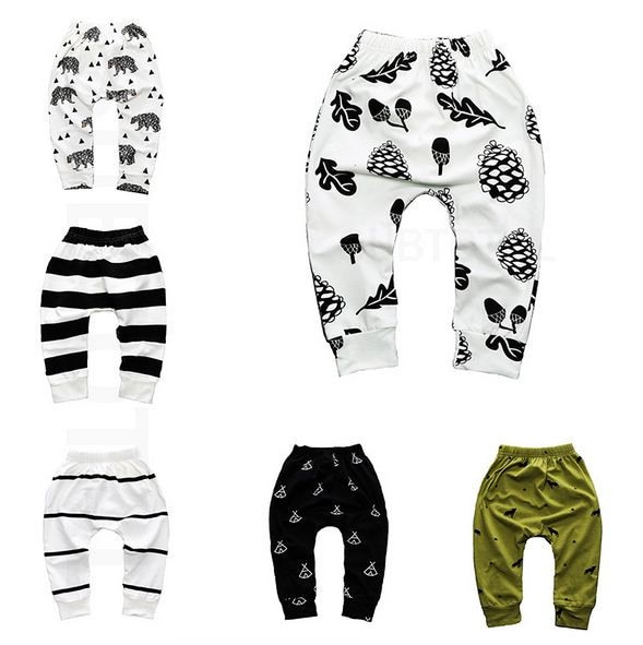 Cotton Baby Harem Pants with Print Pattern for Boys and Girls - Sports and Daily Wear, Newborn to Toddler Sizes